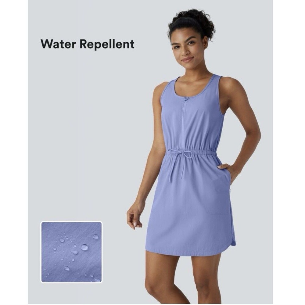 Halara Active hiking mini dress, waterproof sleeveless, drawstring And pockets